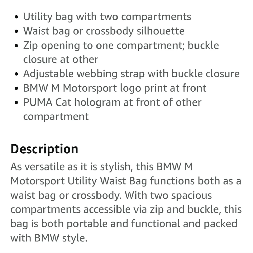 NWT Men's Puma x BMW Motorsport Double Portable Waist Bag - Picture 14 of 16